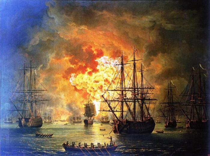 Якоб Филипп Хаккерт (1737-1807). Уничтожение турецкого флота в битве при Чесме, 5-7 июля 1770 г. Якоб Филипп Хаккерт (1737-1807). Уничтожение турецкого флота в битве при Чесме, 5-7 июля 1770 г.