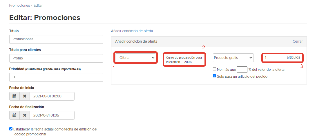 <p>
Configurar una promoción con el tipo de descuento «Producto gratuito» </p>
<p>
Configurar una promoción con el tipo de descuento «Producto gratuito» </p>
