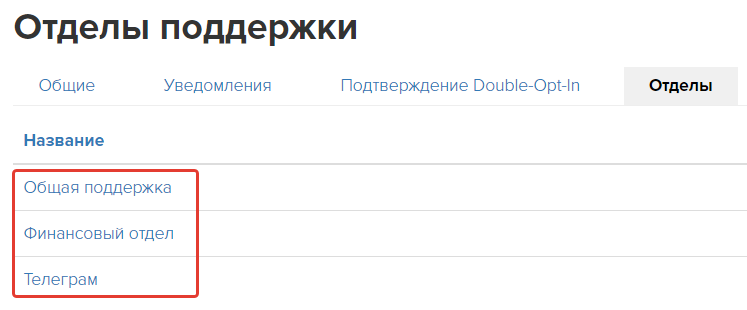 Отделы поддержки в браузере Отделы поддержки в браузере