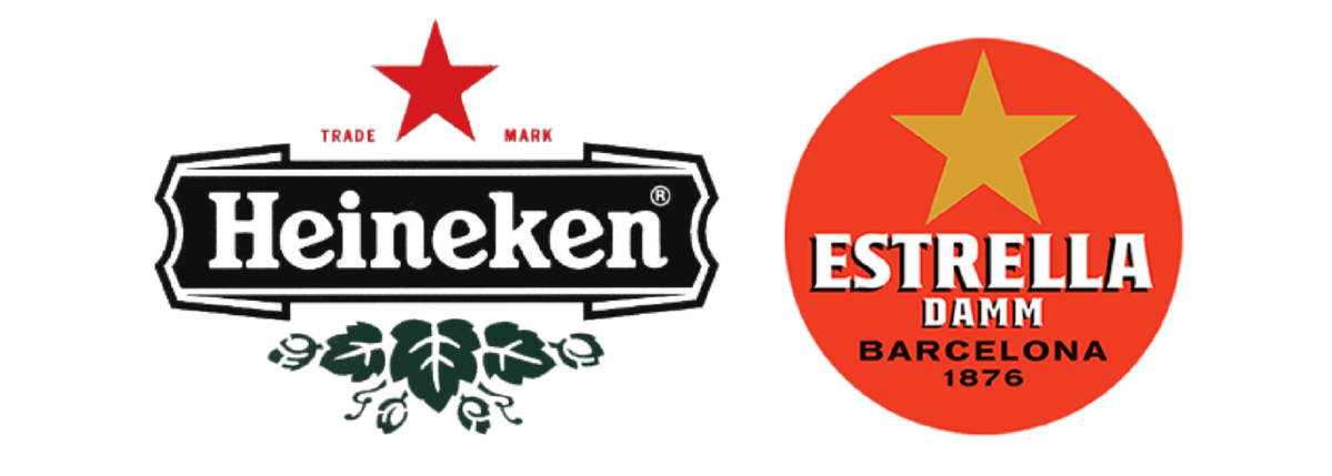 <em>Similarity of Estrella Damm and Heineken logos</em>