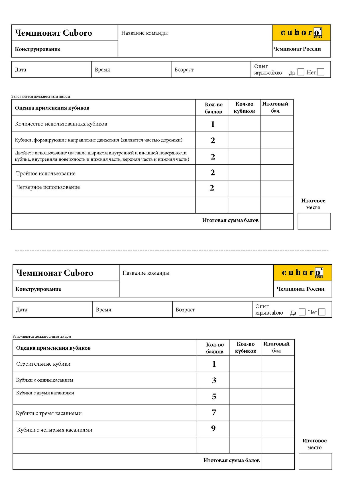 <p>Система оценки в номинации конструирование</p>