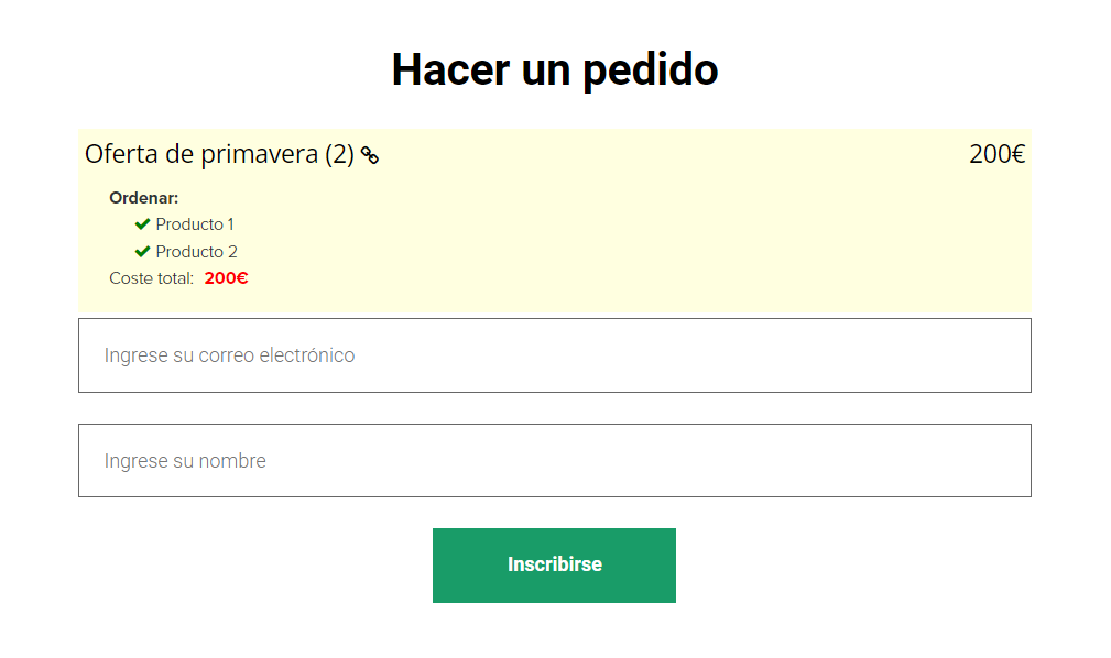 <p>
El usuario no ha comprado previamente productos en la oferta o no ha iniciado sesión</p>
<p>
El usuario no ha comprado previamente productos en la oferta o no ha iniciado sesión</p>