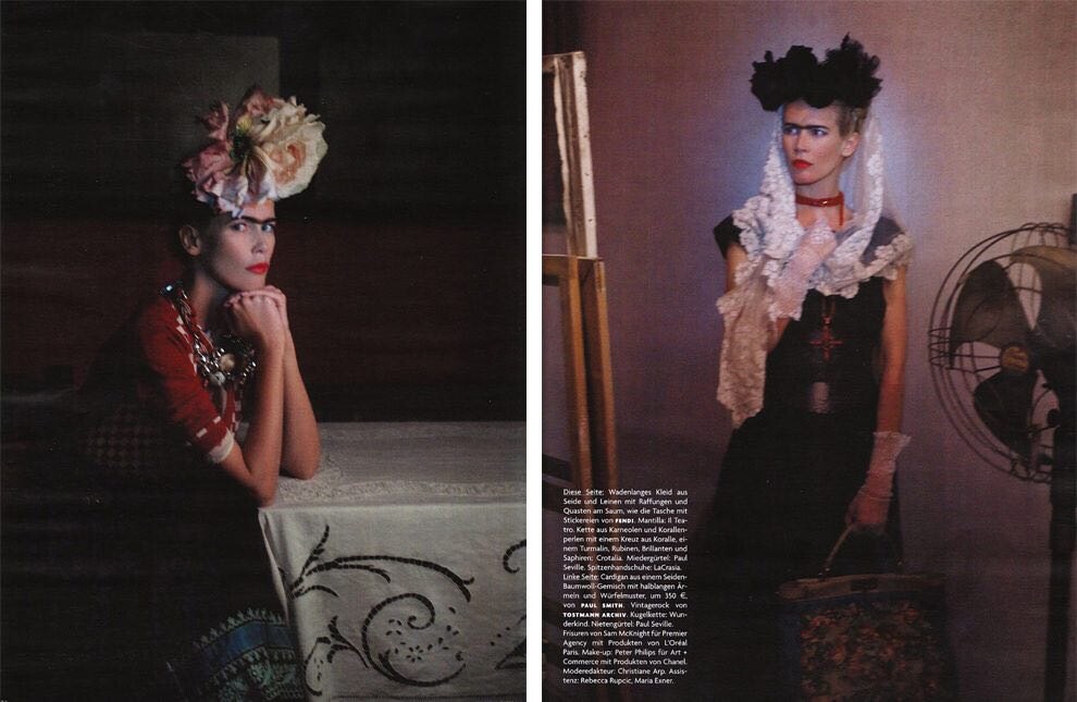 Фото 3. Клаудия Шифер в образе Фриды в Vogue Германия. 2010 г. Фото 3. Клаудия Шифер в образе Фриды в Vogue Германия. 2010 г.