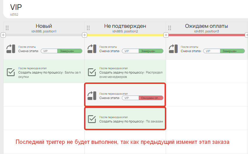 Некорректный порядок триггеров