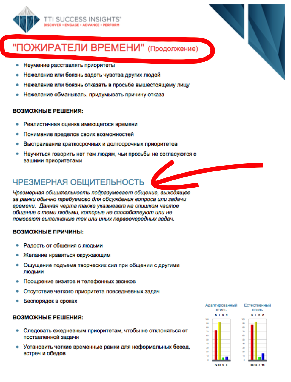 Это страница из моего психологического портрета по DISC Это страница из моего психологического портрета по DISC