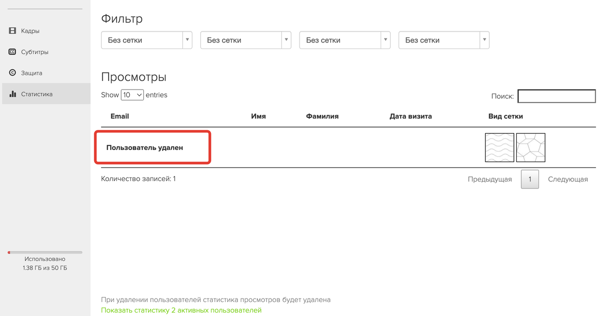 <p>
Статистика вида сетки по удаленным пользователям </p> <p>
Статистика вида сетки по удаленным пользователям </p>