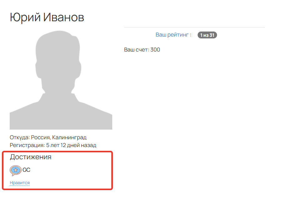 
		<p>Бейджик в профиле пользователя</p>	