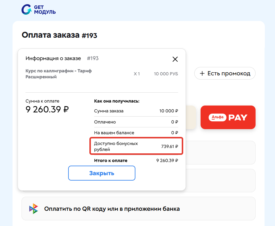 <p>Бонусные рубли при оплате заказа</p>