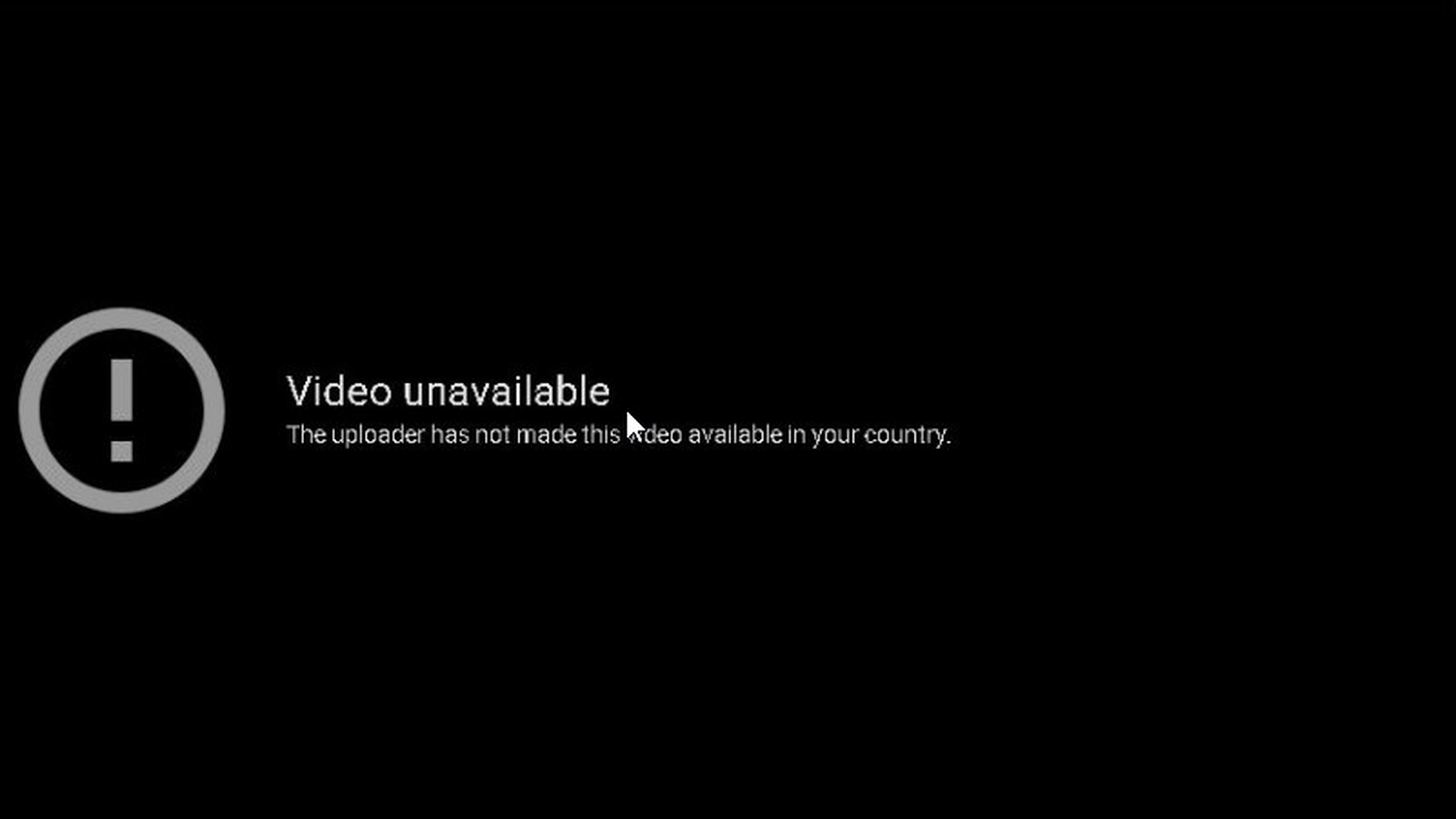   Пример одной из возможных ошибок доступа к видео для просмотра в определенной стране
