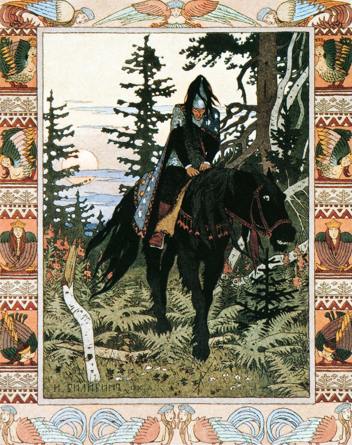 Билибин И.Я. Черный всадник. Илл. к сказке Василиса Прекрасная 1900 г.
