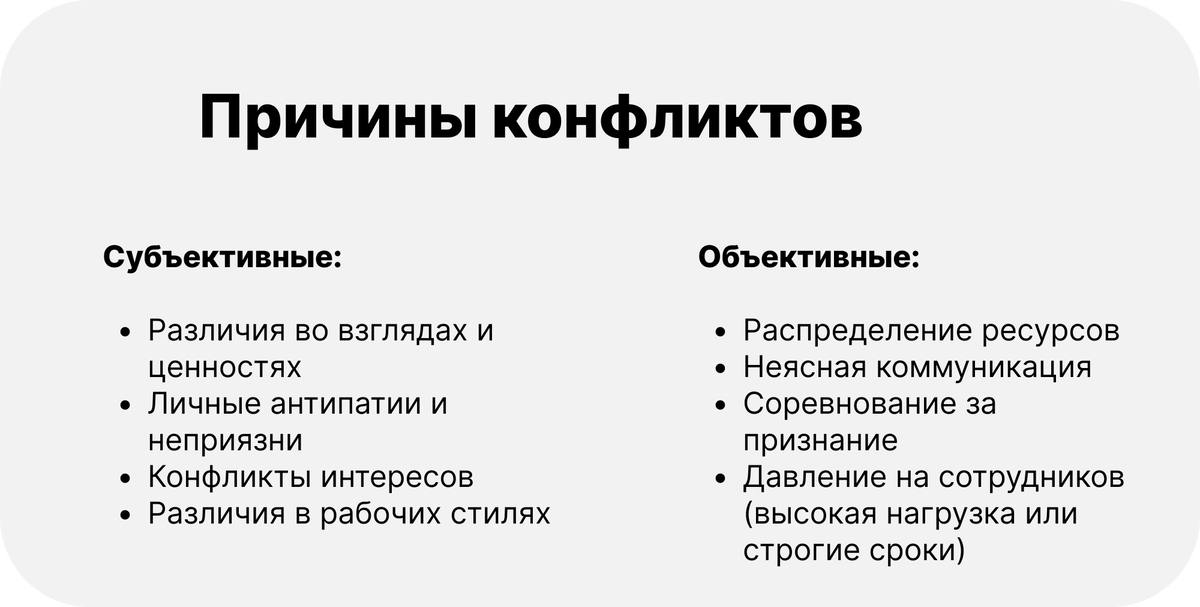 Почему происходят конфликты? Субъективные и объективные причины конфликтов в организации и команде