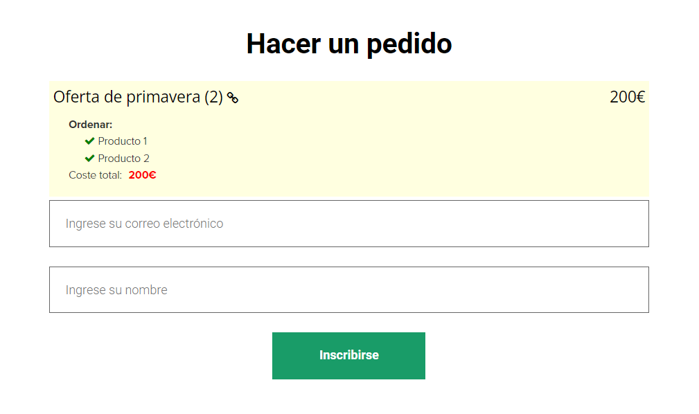 
		<p>
		El usuario no ha comprado previamente productos en la oferta o no ha iniciado sesión</p>	