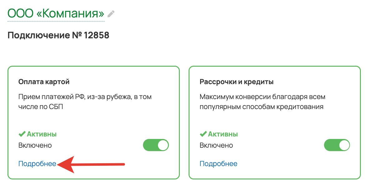 <p>Подробные настройки блока «Оплата картой»	</p>