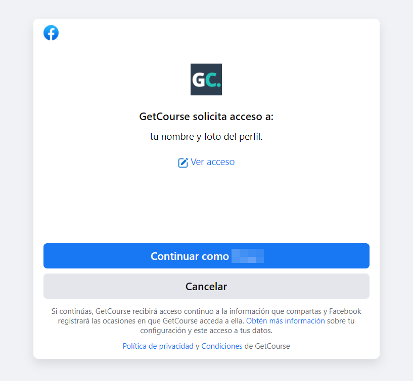 
		<p>
		Solicitud de permiso para acceder al registrarse a través de Facebook</p>	