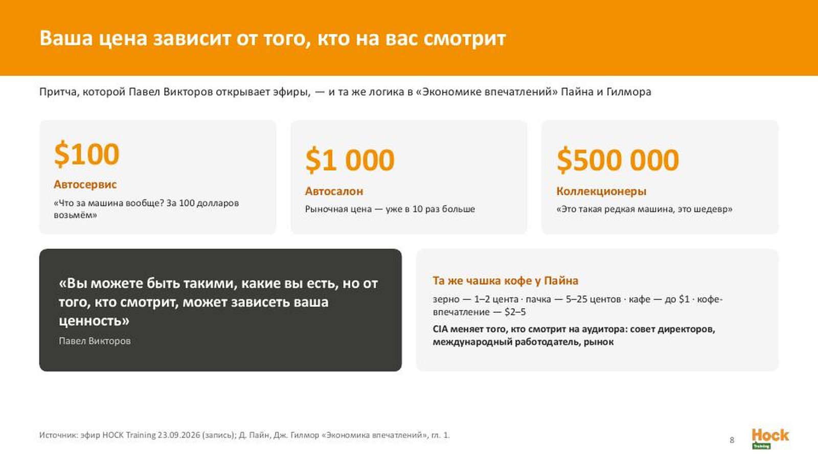 Слайд «Ваша цена зависит от того, кто на вас смотрит»