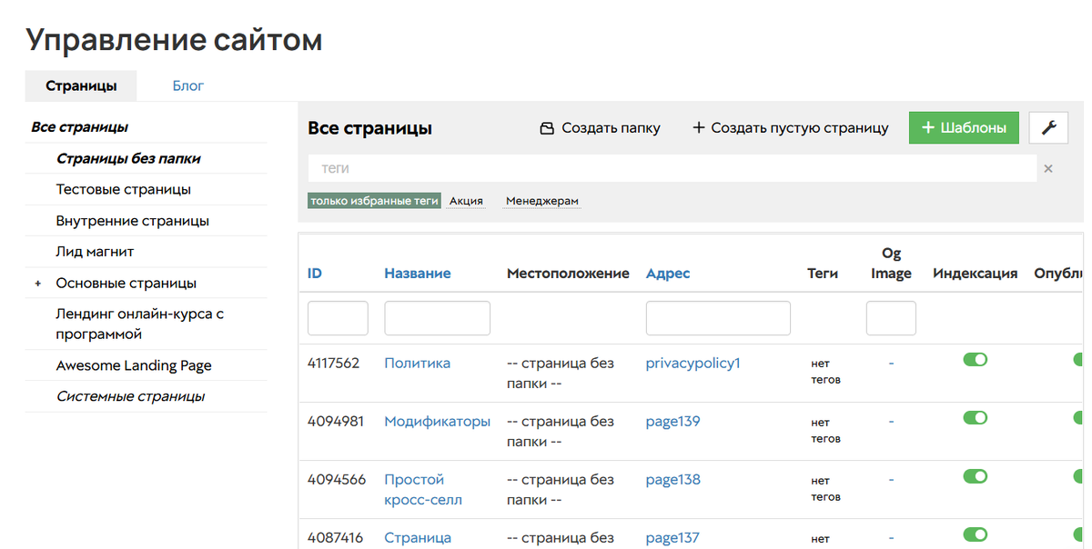 
		
		<p>Страницы и Блог</p>		