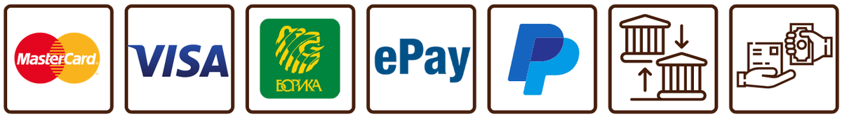     С банкова карта Visa и Master Card,     PayPal,     EasyPay,     Превод на банкова сметка,     Еконт