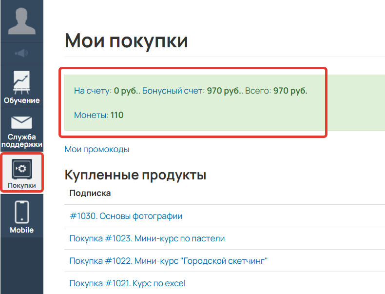 
		
		<p>Информация о балансах для ученика</p>		